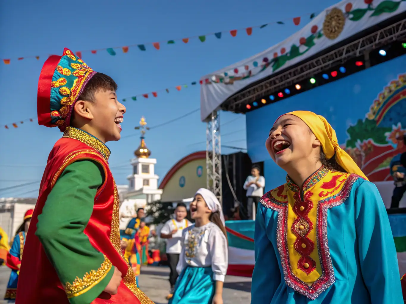 A vibrant image of students and parents celebrating a cultural event at the school, highlighting the diversity and inclusivity of the community.
